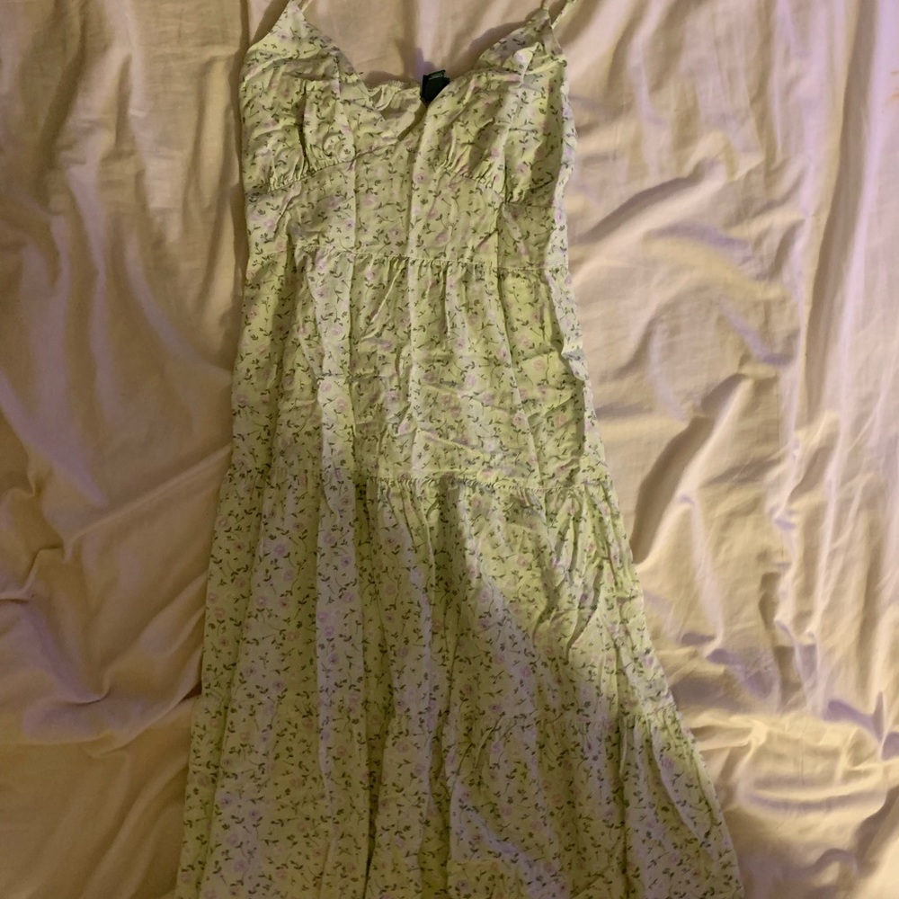wild fable green floral midi dress